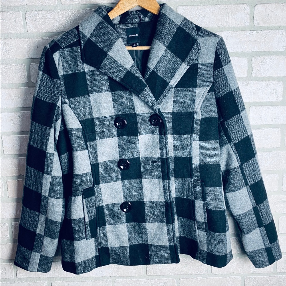 NWOT Rampage Buffalo Plaid Peacoat